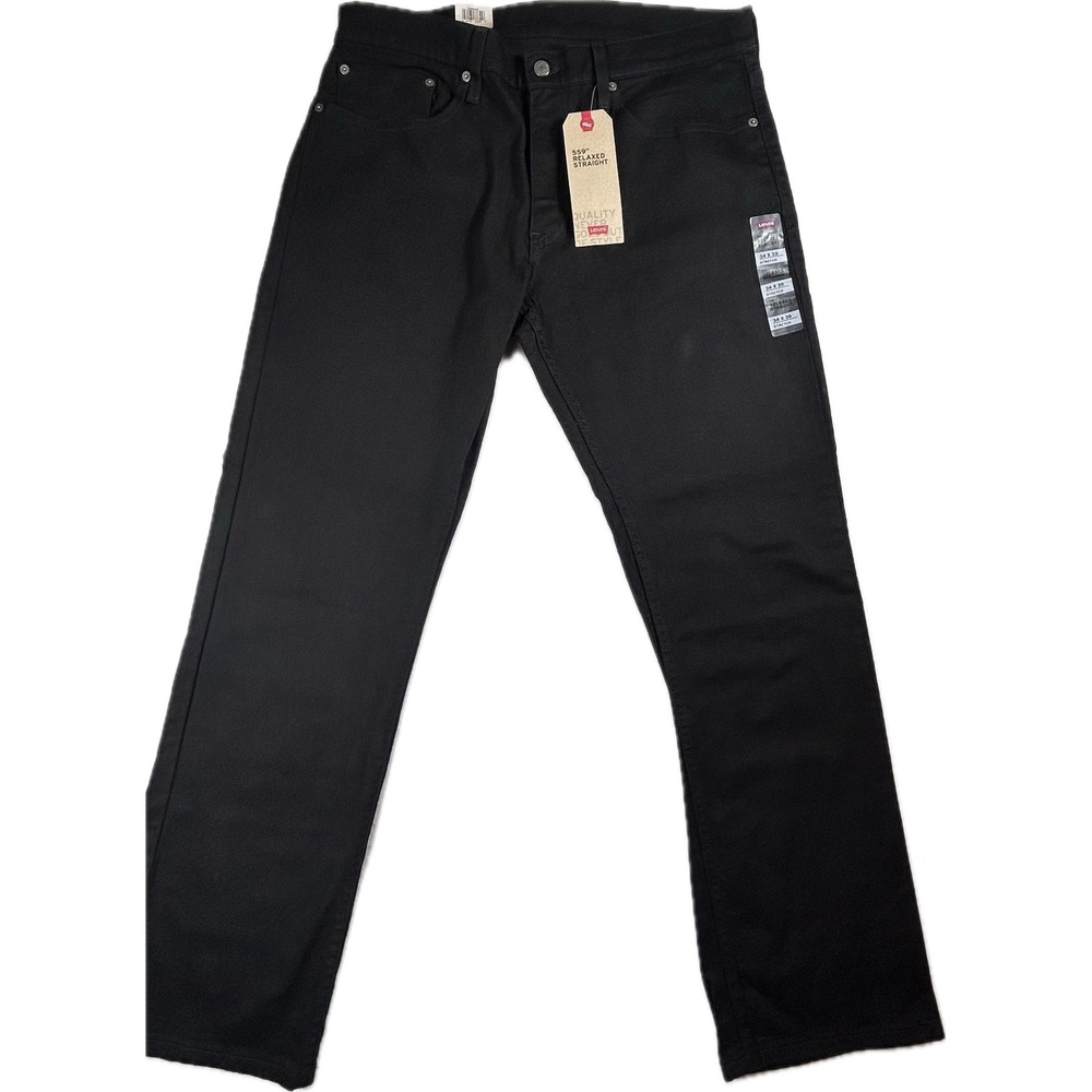 Levis 559 Relaxed Straight Jeans Mens 34x30 Black Stretch Denim 00559-0239 NEW